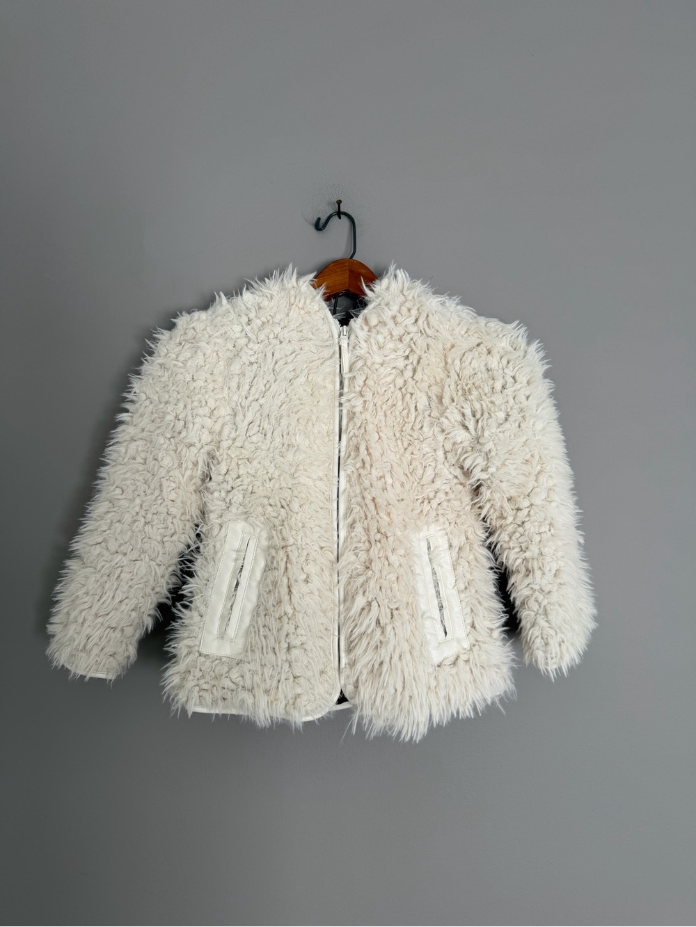 Plush Faux Shearling Zip Jacket - Ivory